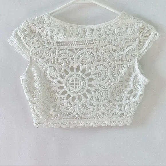 NWT Dress Me Zara White Lace Crop Top & Split Hem Maxi Skirt Two Piece Set Small - Picture 7 of 15